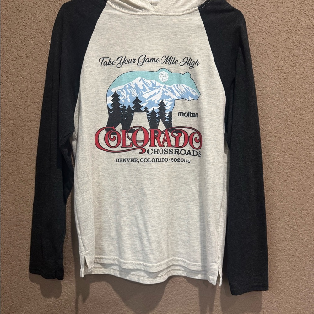 Colorado Crossroads Long-sleeve lightweight Hooded T-Shirt - Black and White